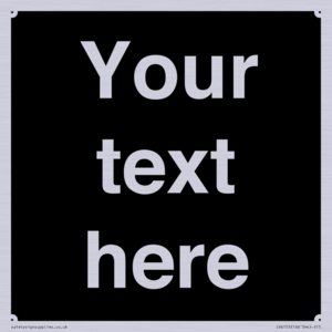 Custom blank information sign. Plain text, black background